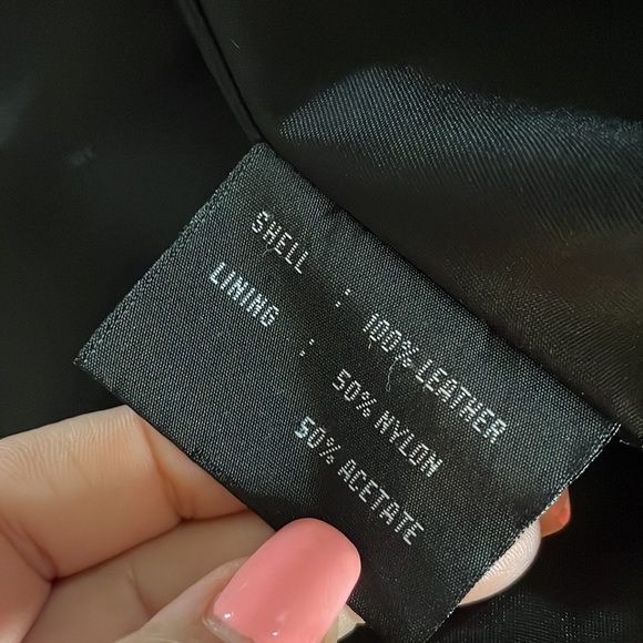 JLC New York GENUINE LEATHER women’s blazer jacket black zip front pockets Small - Picture 11 of 16